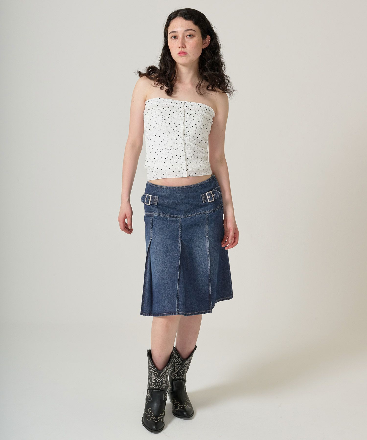 スカート/プリーツ/デニム/ミディ丈