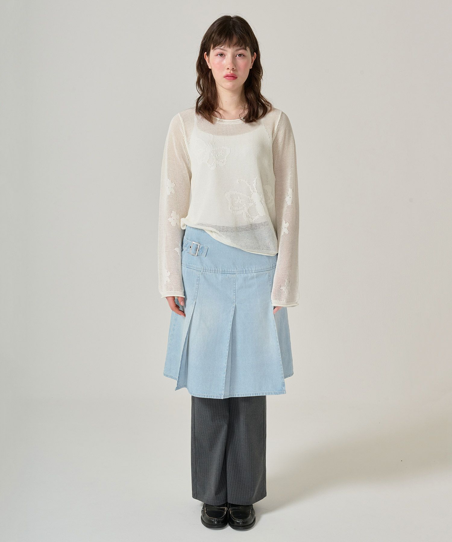 スカート/プリーツ/デニム/ミディ丈