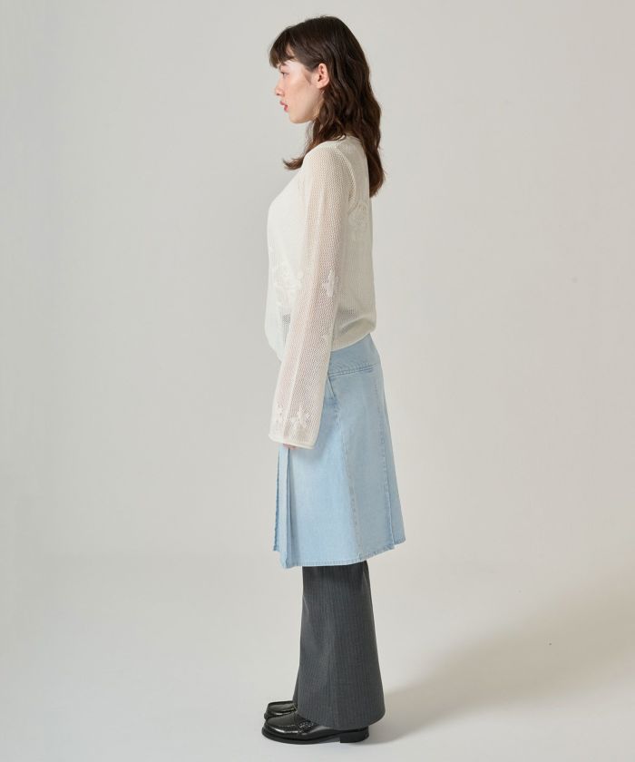 デニムプリーツスカート ZARA】Z1975 プリーツ入りデニムスカートパンツ 2154/576/400