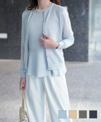 ペプラムニット アンサンブル HUIT サックス/ベージュ/チャコール/ネイビー