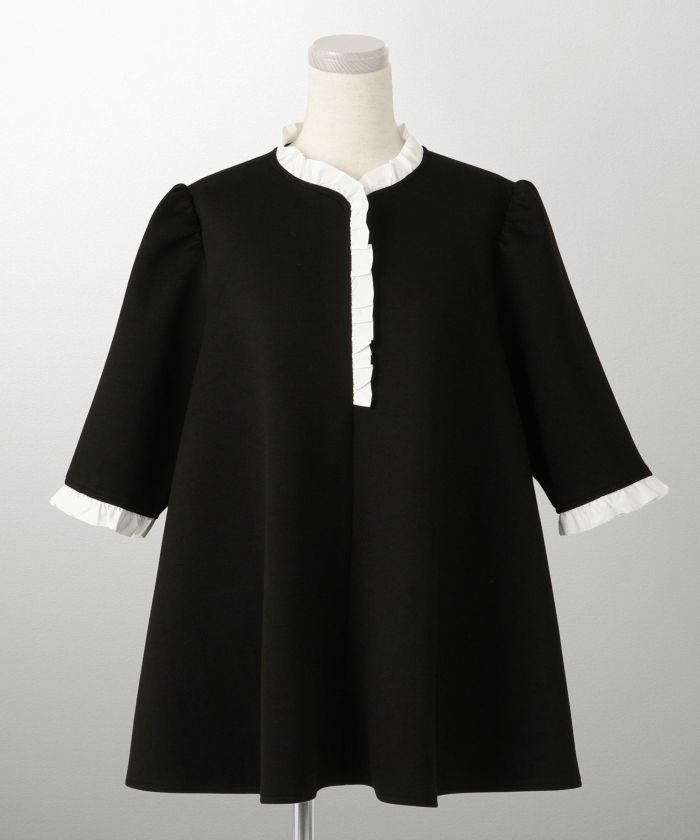 美品✨N°21　ボンディングフリルスウェット　ネイビー×黒　38 美品✨N°21 ボンディングフリルスウェット ネイビー×黒 38