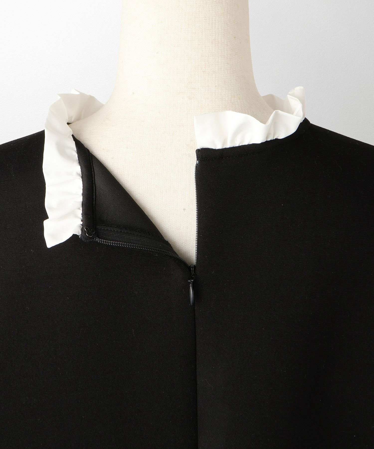 レディース トップス ボンディング フレア きれいめ 洗える アイボリー/ブラック M