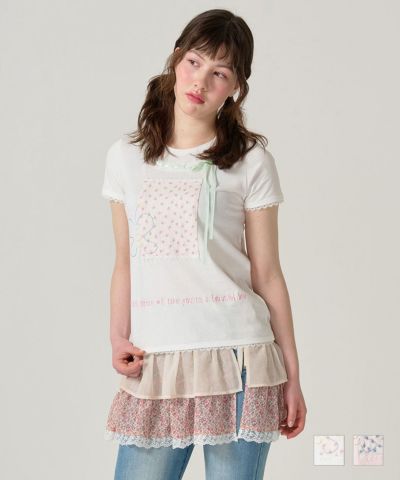 完売商品TINA：JOJUN フラワーコラージュ オーバーTシャツ アイボリー フラワーコラージュ オーバーTシャツ TINA：JOJUN（Tシャツ