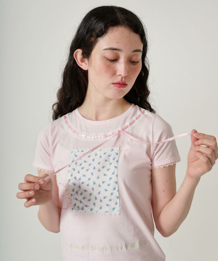 フラワーコラージュ オーバーTシャツ アイボリー tinajojun フラワーコラージュ オーバーTシャツ TINA：JOJUN 全2色｜tnj531