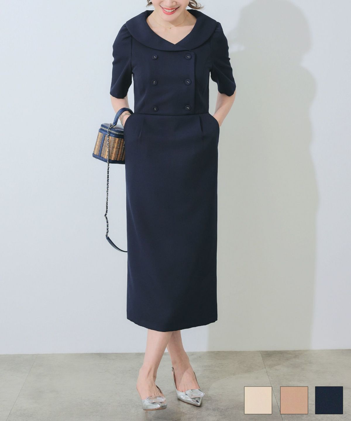 へちま襟 ダブル釦 ワンピース Liala×PG