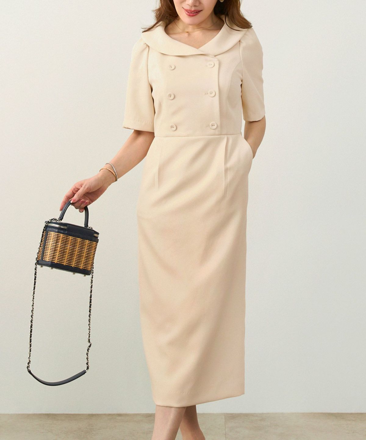 手洗い可 オケージョン 袖山タック エレガント おしゃれ フェミニン タイト 上品 大人可愛い きれいめ 夏 ジョイントスペース