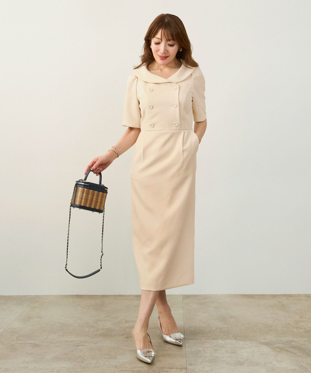 手洗い可 オケージョン 袖山タック エレガント おしゃれ フェミニン タイト 上品 大人可愛い きれいめ 夏 ジョイントスペース