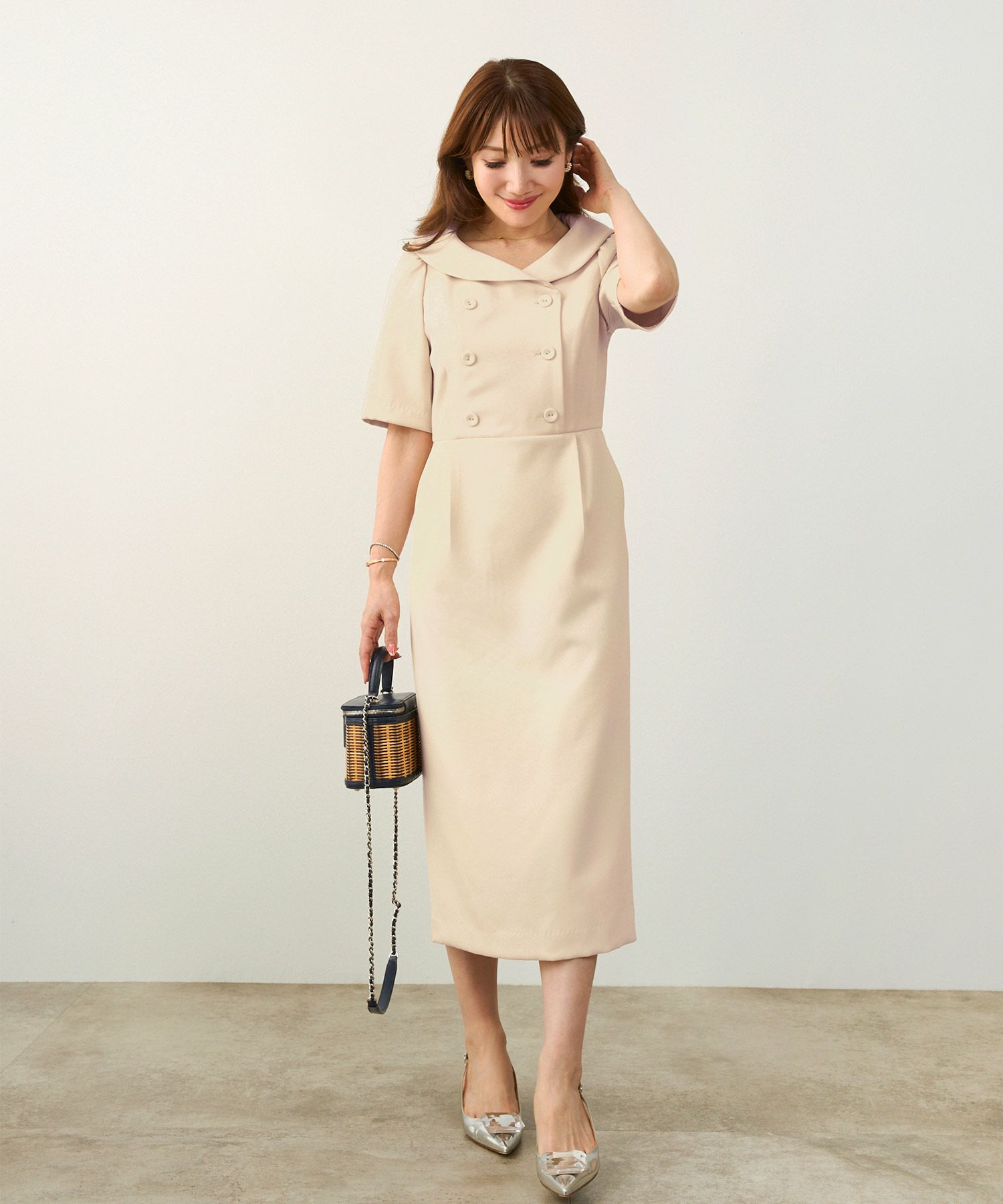 手洗い可 オケージョン 袖山タック エレガント おしゃれ フェミニン タイト 上品 大人可愛い きれいめ 夏 ジョイントスペース