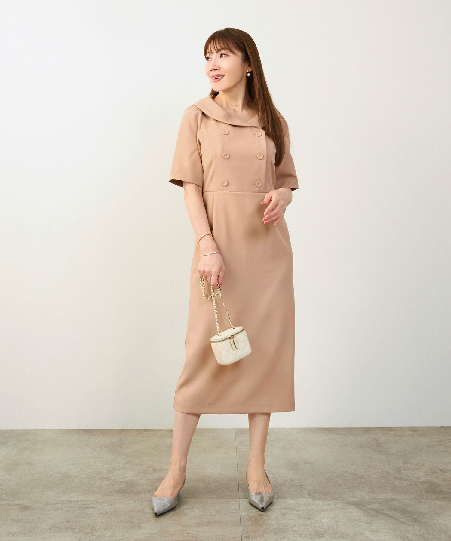 手洗い可 オケージョン 袖山タック エレガント おしゃれ フェミニン タイト 上品 大人可愛い きれいめ 夏 ジョイントスペース