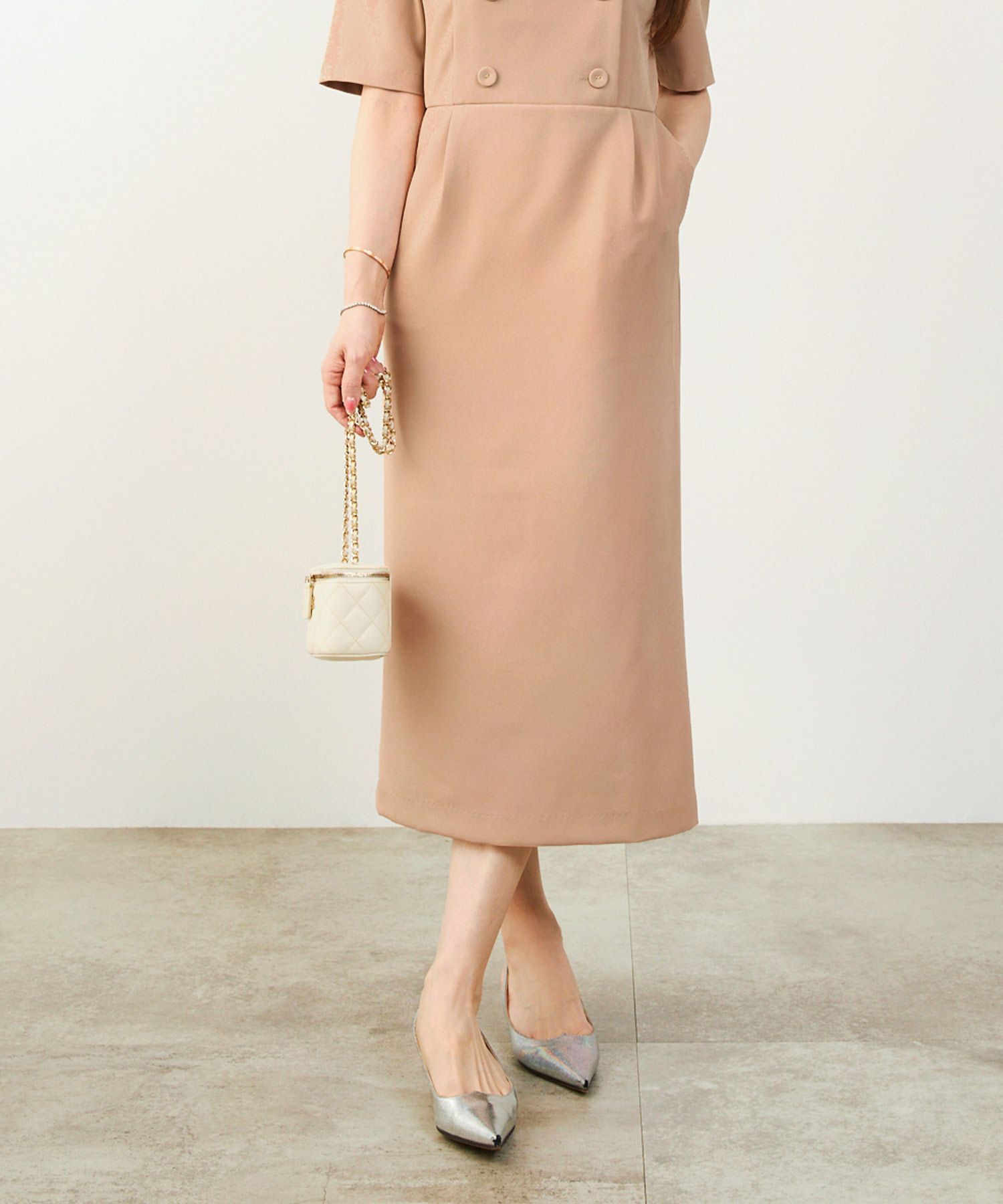 手洗い可 オケージョン 袖山タック エレガント おしゃれ フェミニン タイト 上品 大人可愛い きれいめ 夏 ジョイントスペース