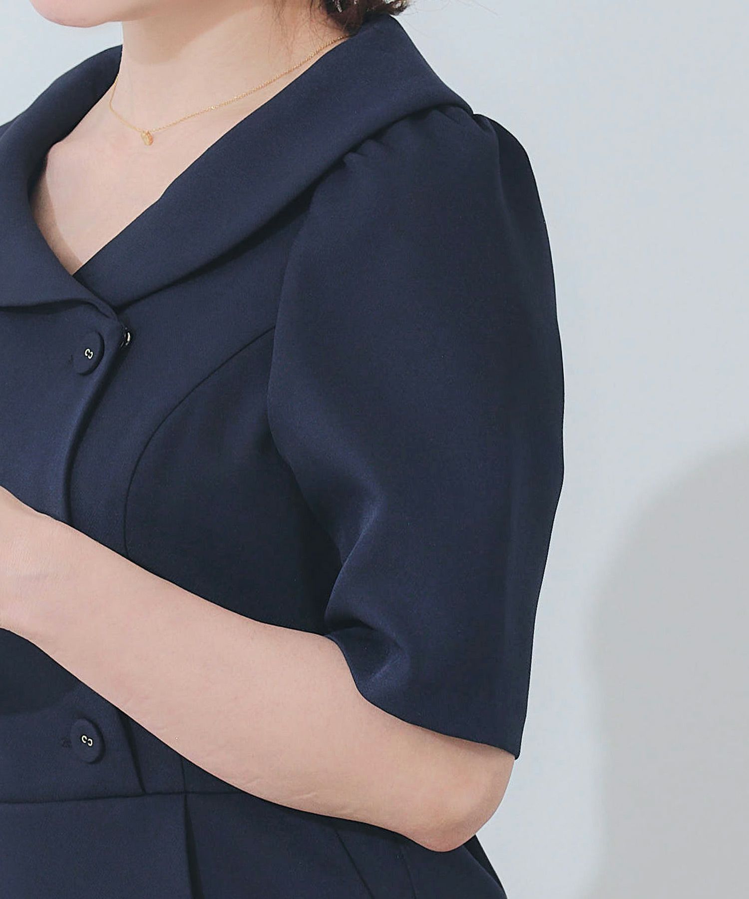 手洗い可 オケージョン 袖山タック エレガント おしゃれ フェミニン タイト 上品 大人可愛い きれいめ 夏 ジョイントスペース