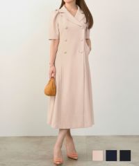ピークドラペルダブル釦ワンピースLiala×PG全3色