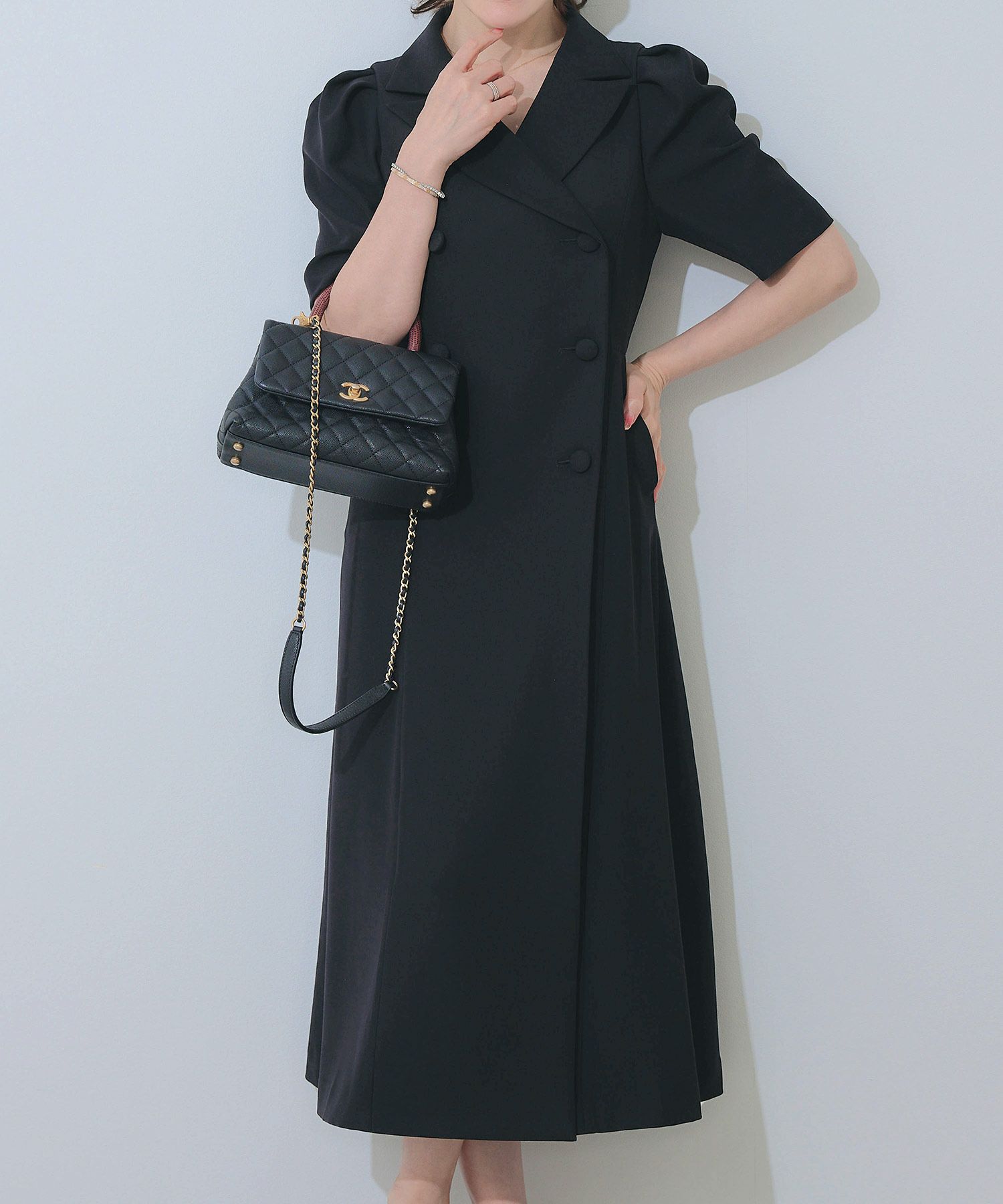 手洗い可オケージョン袖山タックパフ袖フレアおしゃれフェミニンナチュラル上品大人可愛いきれいめ夏ジョイントスペース