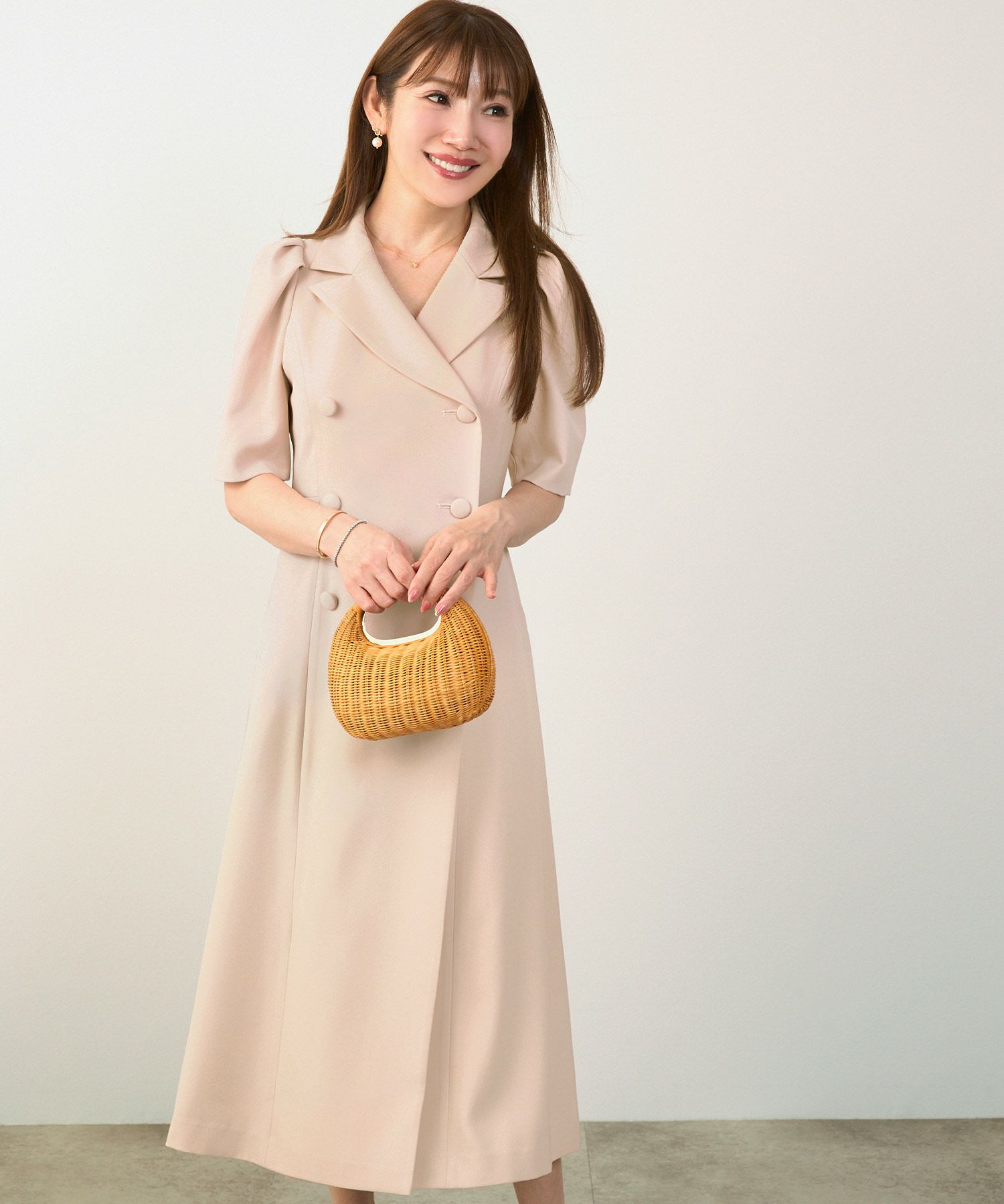 手洗い可オケージョン袖山タックパフ袖フレアおしゃれフェミニンナチュラル上品大人可愛いきれいめ夏ジョイントスペース