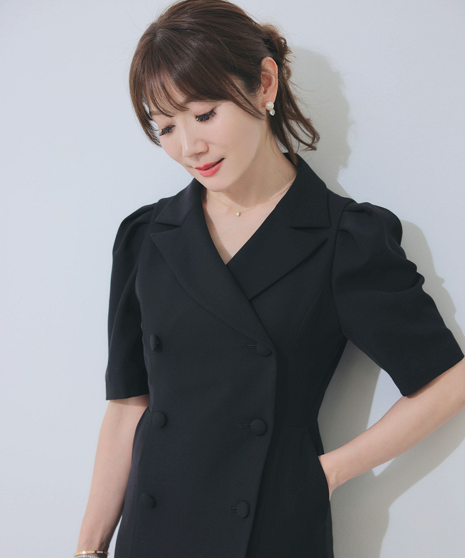 手洗い可オケージョン袖山タックパフ袖フレアおしゃれフェミニンナチュラル上品大人可愛いきれいめ夏ジョイントスペース