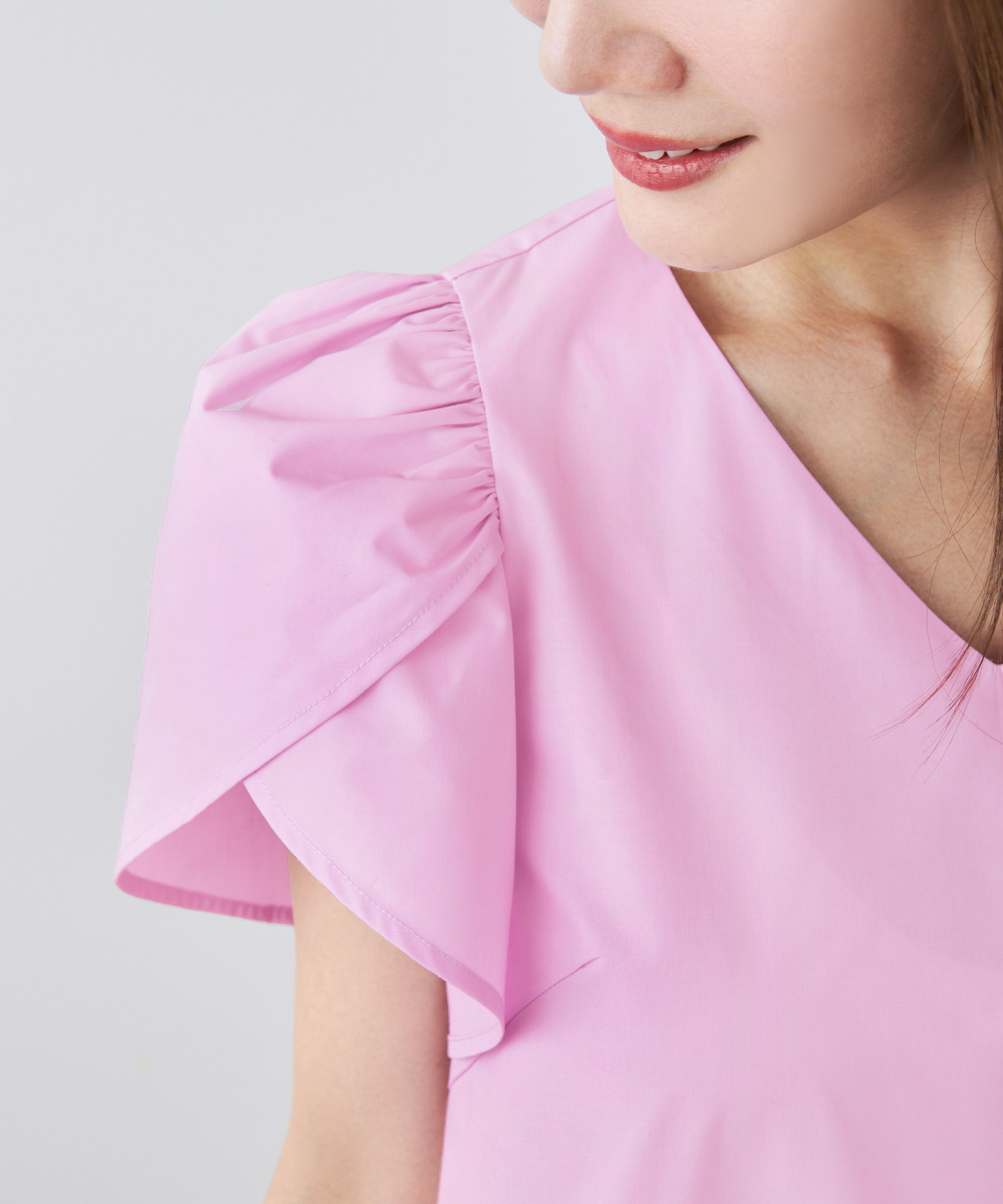 新色追加手洗い可Vネックフレアおしゃれフェミニン上品大人可愛いきれいめ体型カバー夏ジョイントスペース