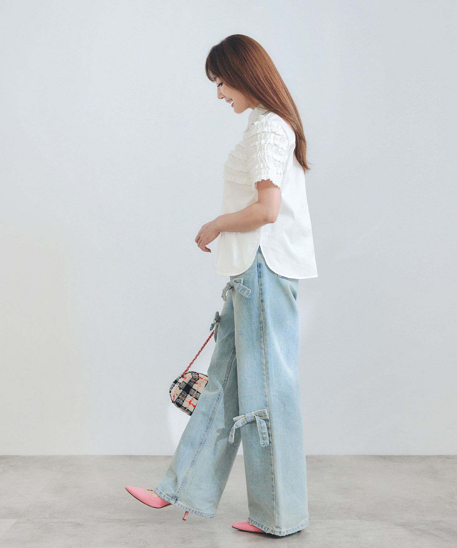 手洗い可ラウンドヘムスリット上品きれいめエレガントフォーマルオフィスカジュアルフェミニンジョイントスペース