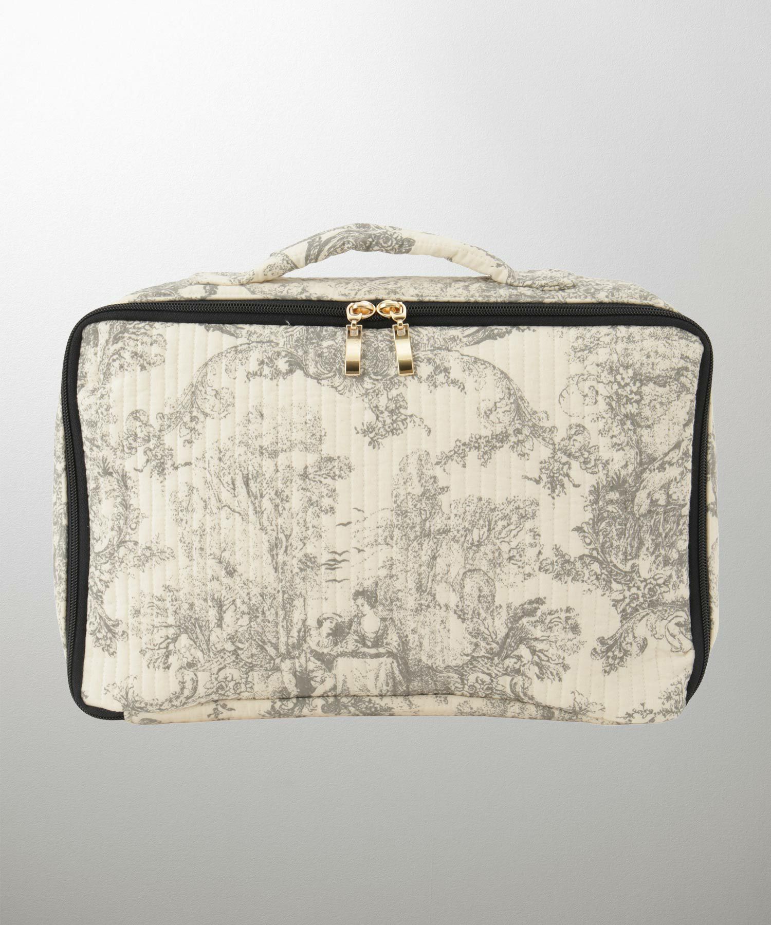 ポーチ パール トワルドジュイ ヌビ 韓国 トラベルポーチ ベージュ チャコール ピンクジュイ柄 グレージュイ柄 パールトリム