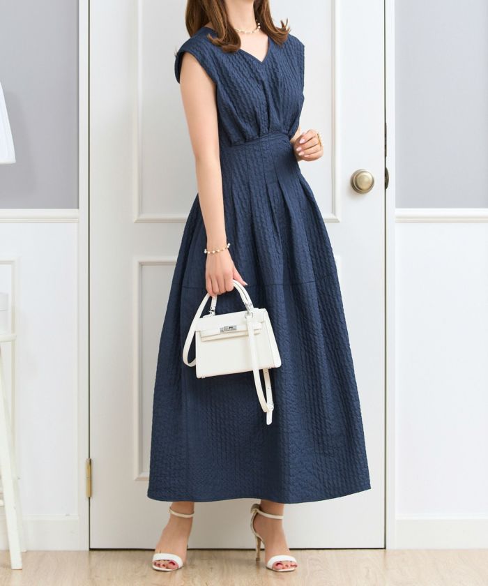 ウエストシャーリング エンボス ワンピース Prima Scherrer 全3色