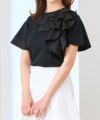 日本製カットソー半袖トップスレディースかわいい上品きれいめ大人白黒オフィス夏ジョイントスペース