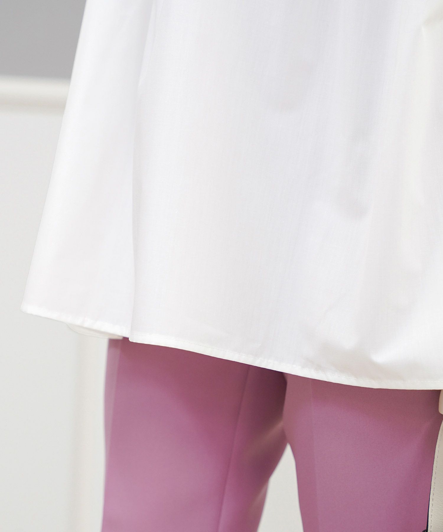 セレクトトップスレディースきれいめオフィス夏大きめ長め丈チュニック袖あり白黒かわいい大人ジョイントスペース