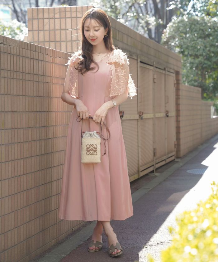 【Vikini Vender】クレホリボンロングワンピース BEIGE Vikini Vender】クレホリボンロングワンピース BEIGE Vikini