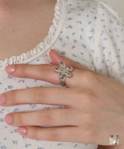 11号】Vintage 925 silver flower ring ( ヴィンテージ シルバー