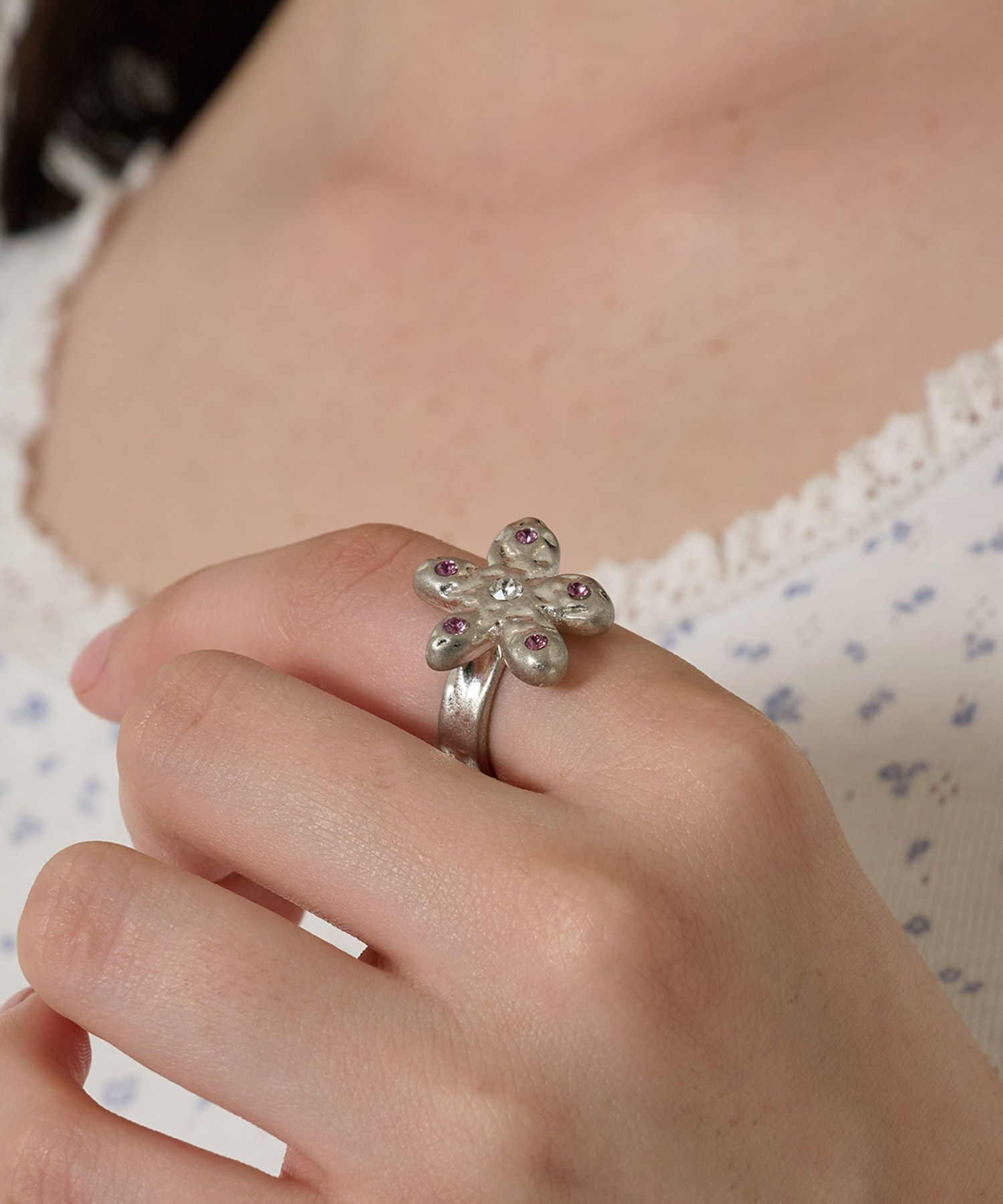 リング/シルバー/アクセサリー/フラワー