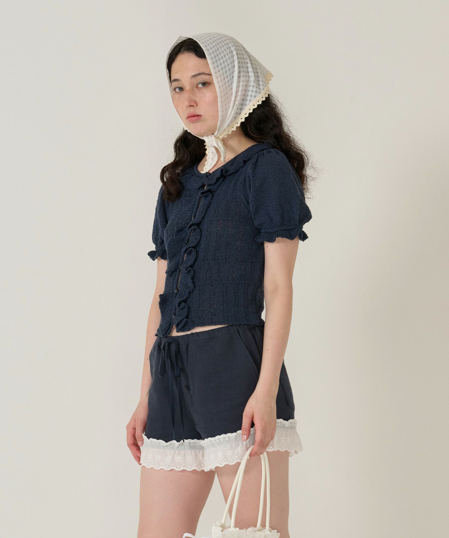 ショートパンツ/パンツ/レース/ネイビー