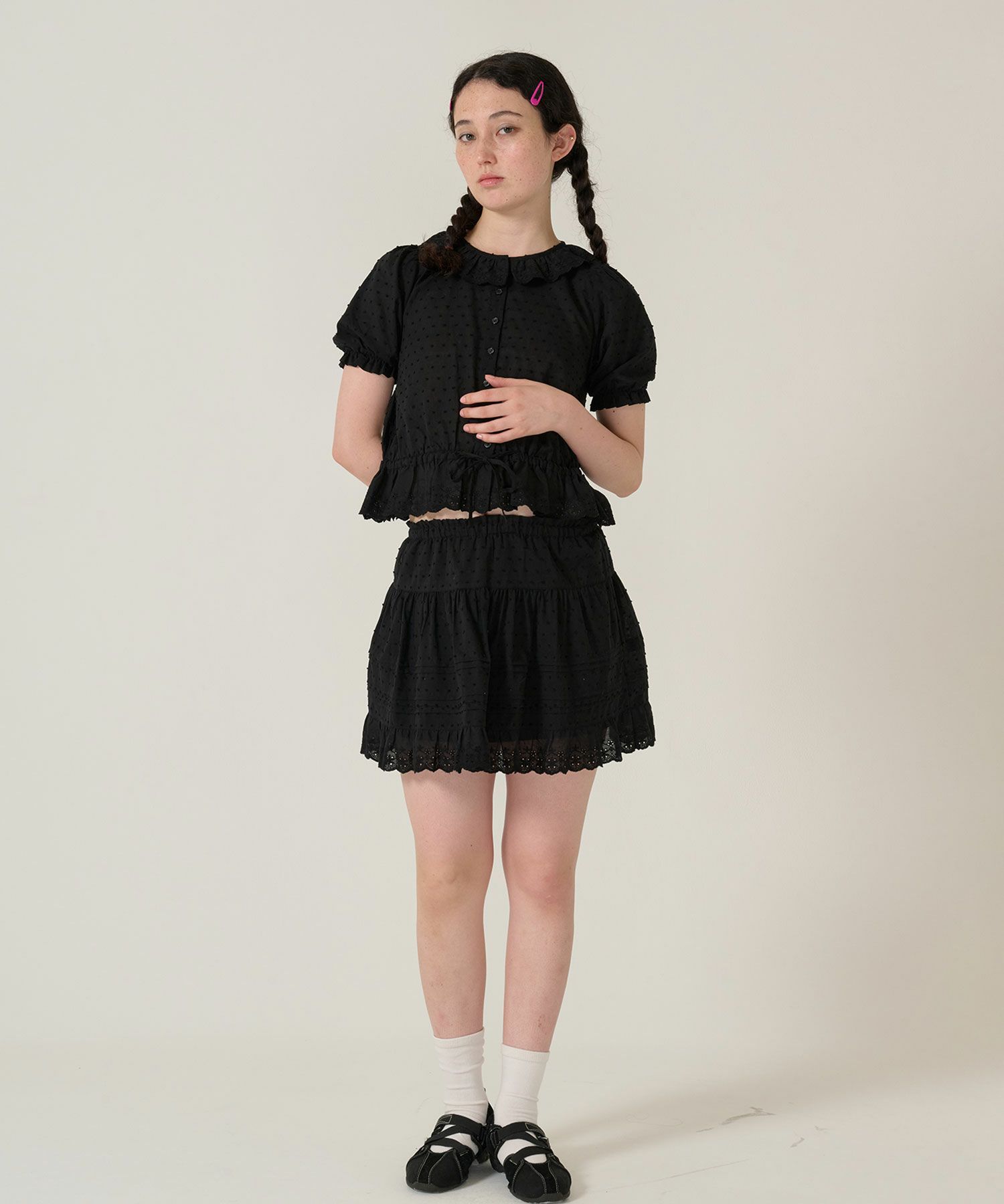 レース/スカート/ミニスカート/ブラック