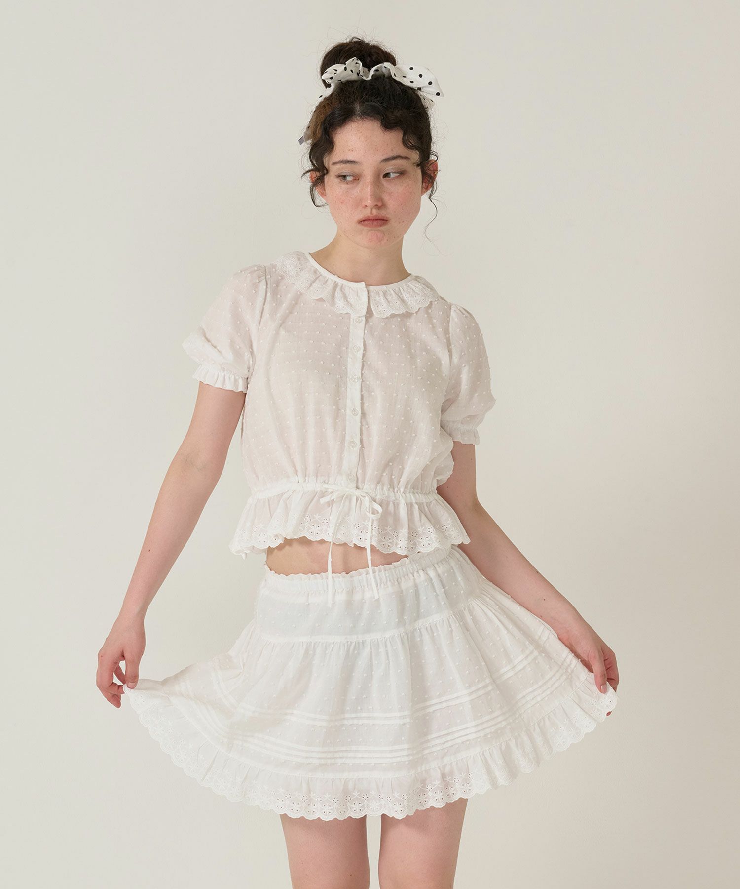 レース/スカート/ミニスカート/ホワイト