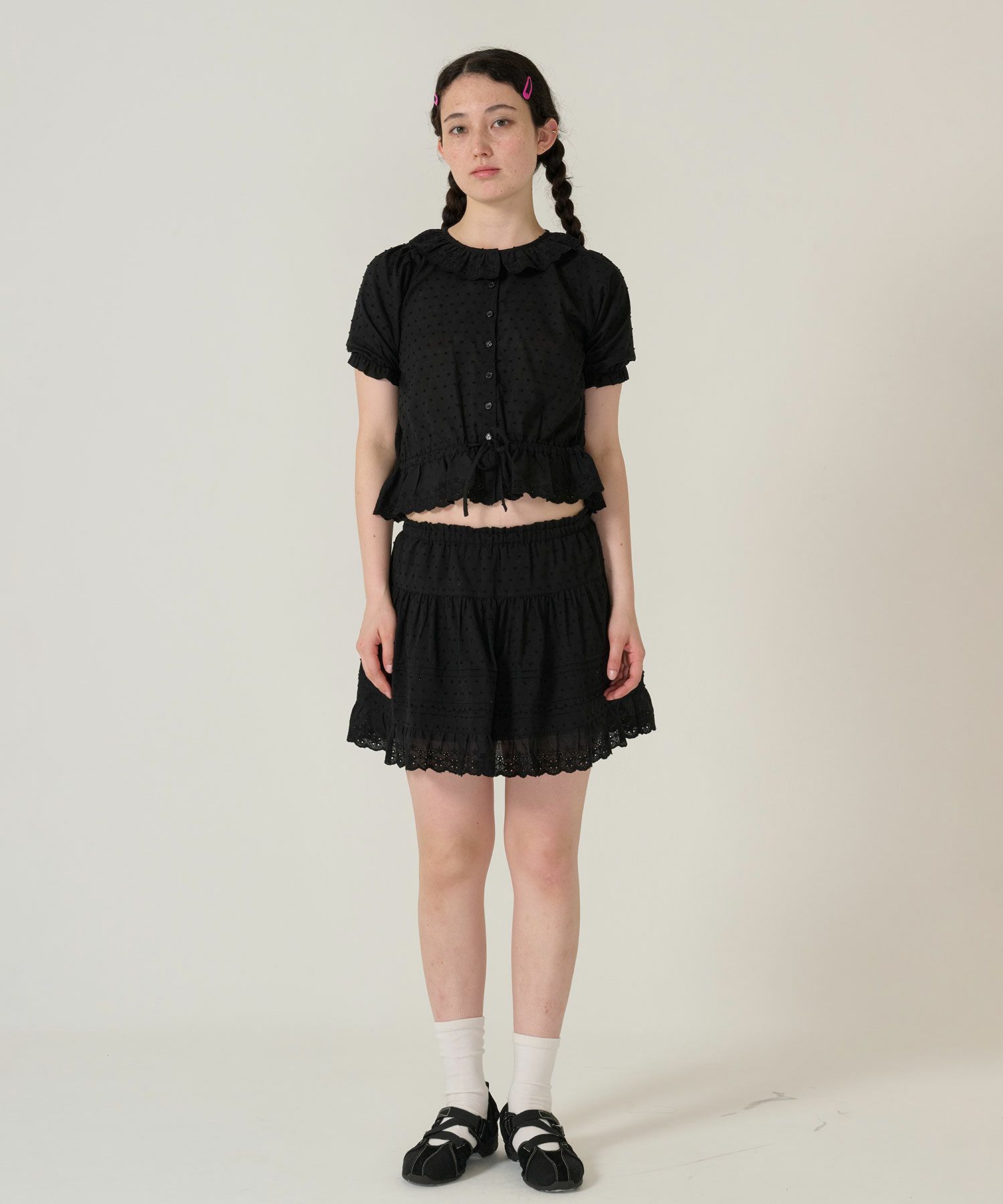 レース/スカート/ミニスカート/ブラック