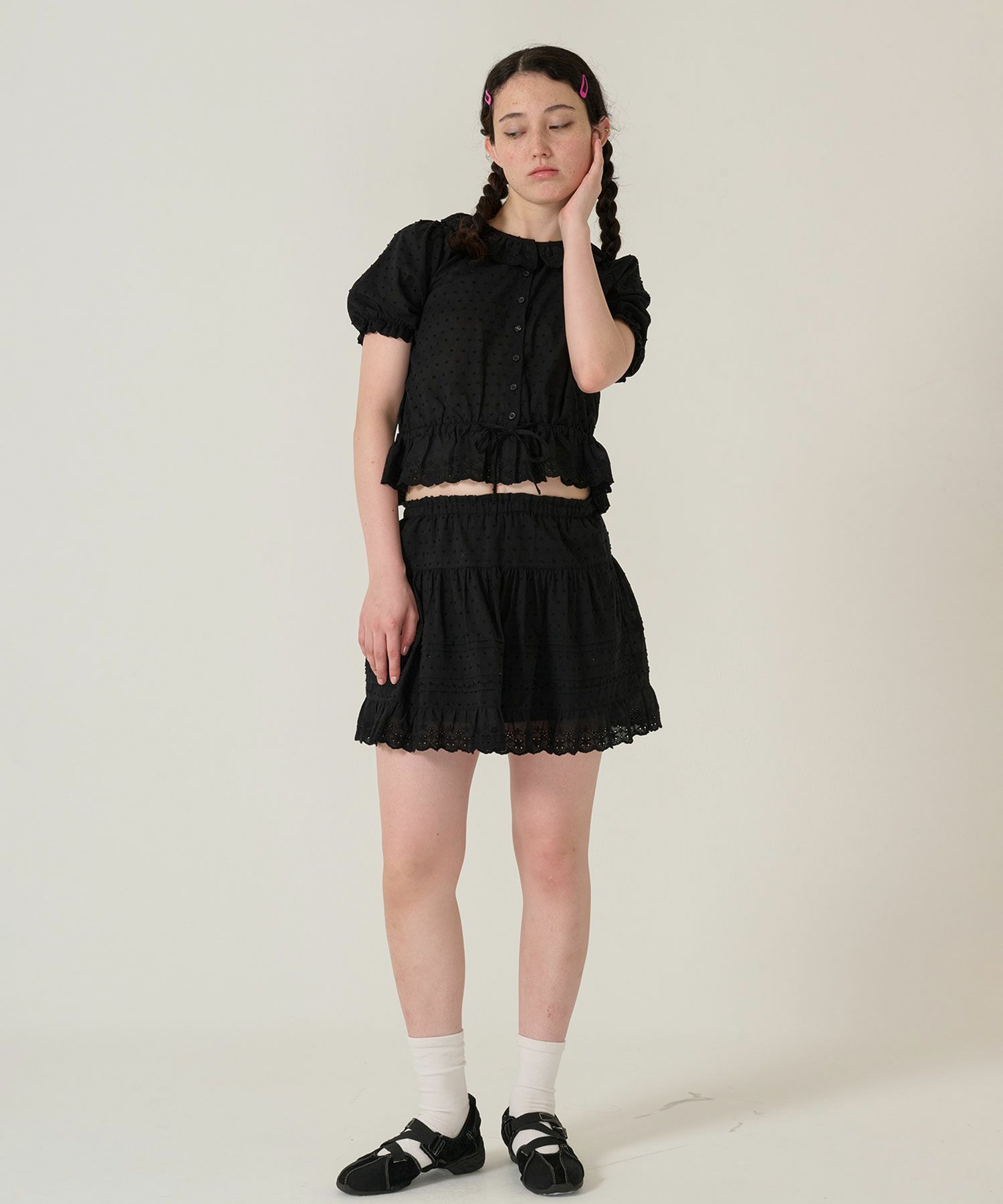 レース/スカート/ミニスカート/ブラック