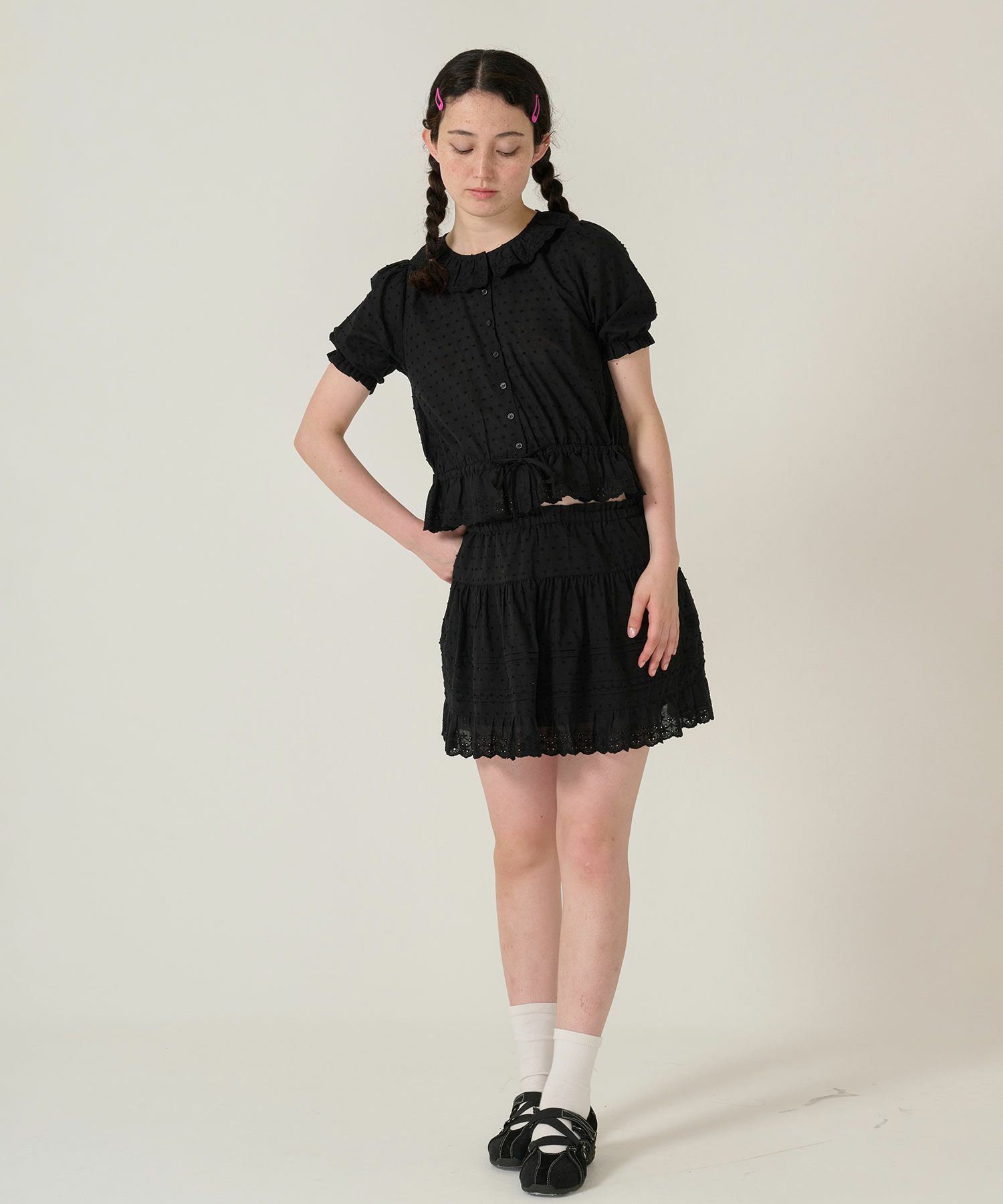 レース/スカート/ミニスカート/ブラック