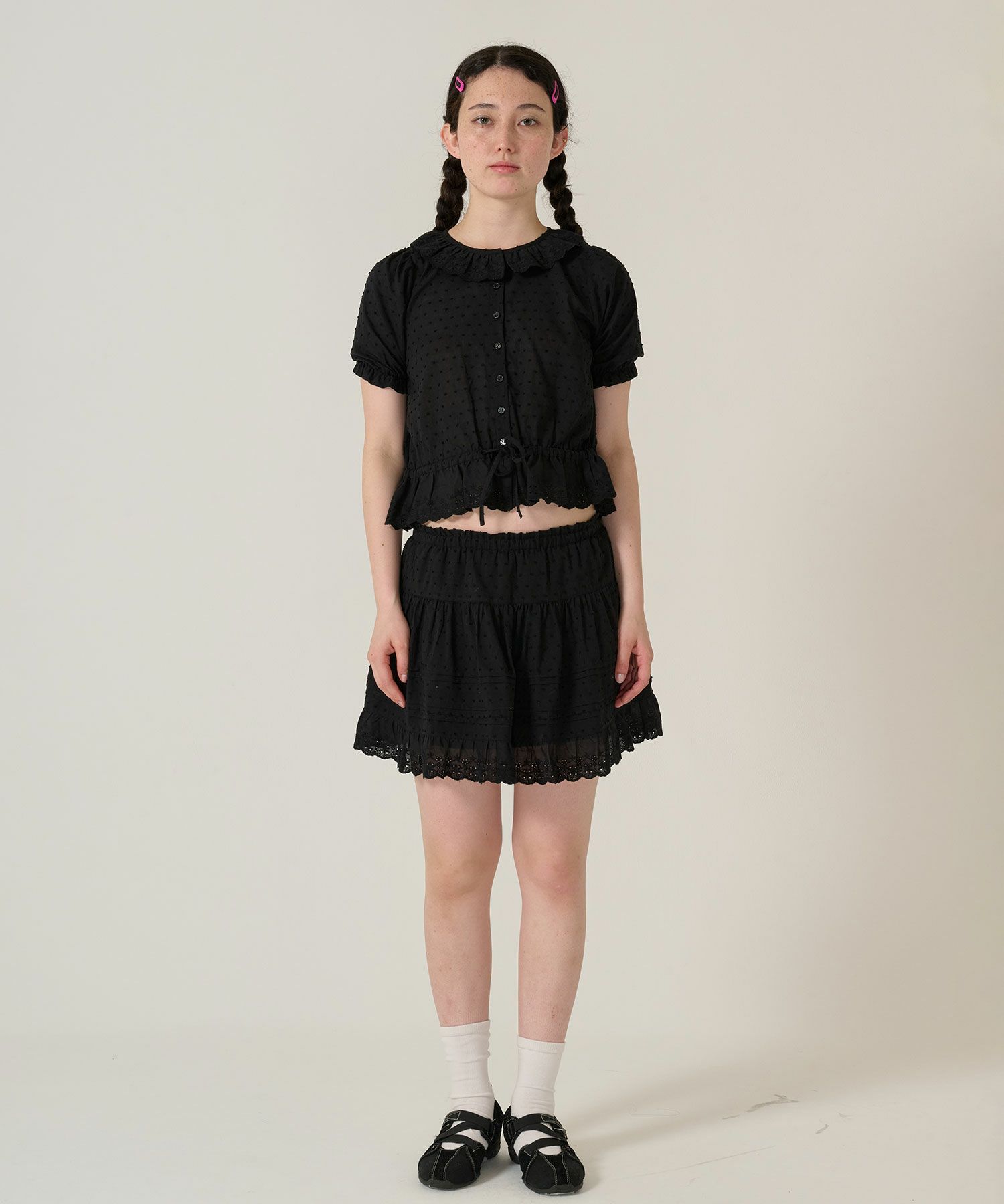 レース/スカート/ミニスカート/ブラック