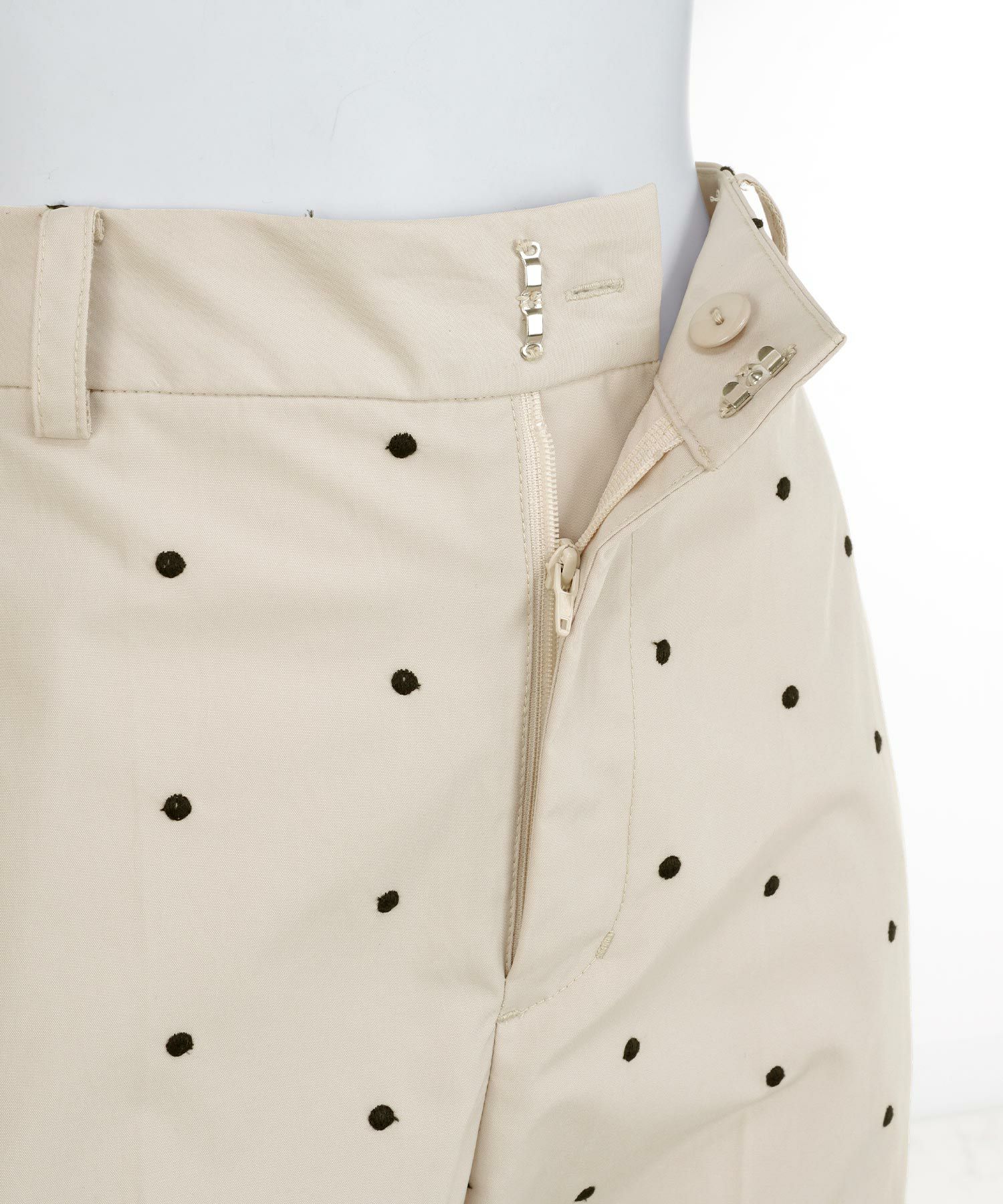 手洗い可セットアップ対応可水玉かわいい上品きれいめ大人カジュアルオフィスフォーマルフェミニン美脚ジョイントスペース