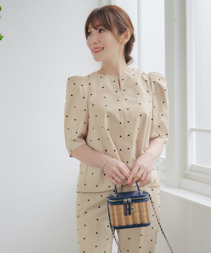 最終値下げ❗️新品❗️リアラpg ドットプリント フリルヘム パフスリーブ ブラウス 楽天市場】新色追加/newcolor/大人気/手洗い可/プルオーバー