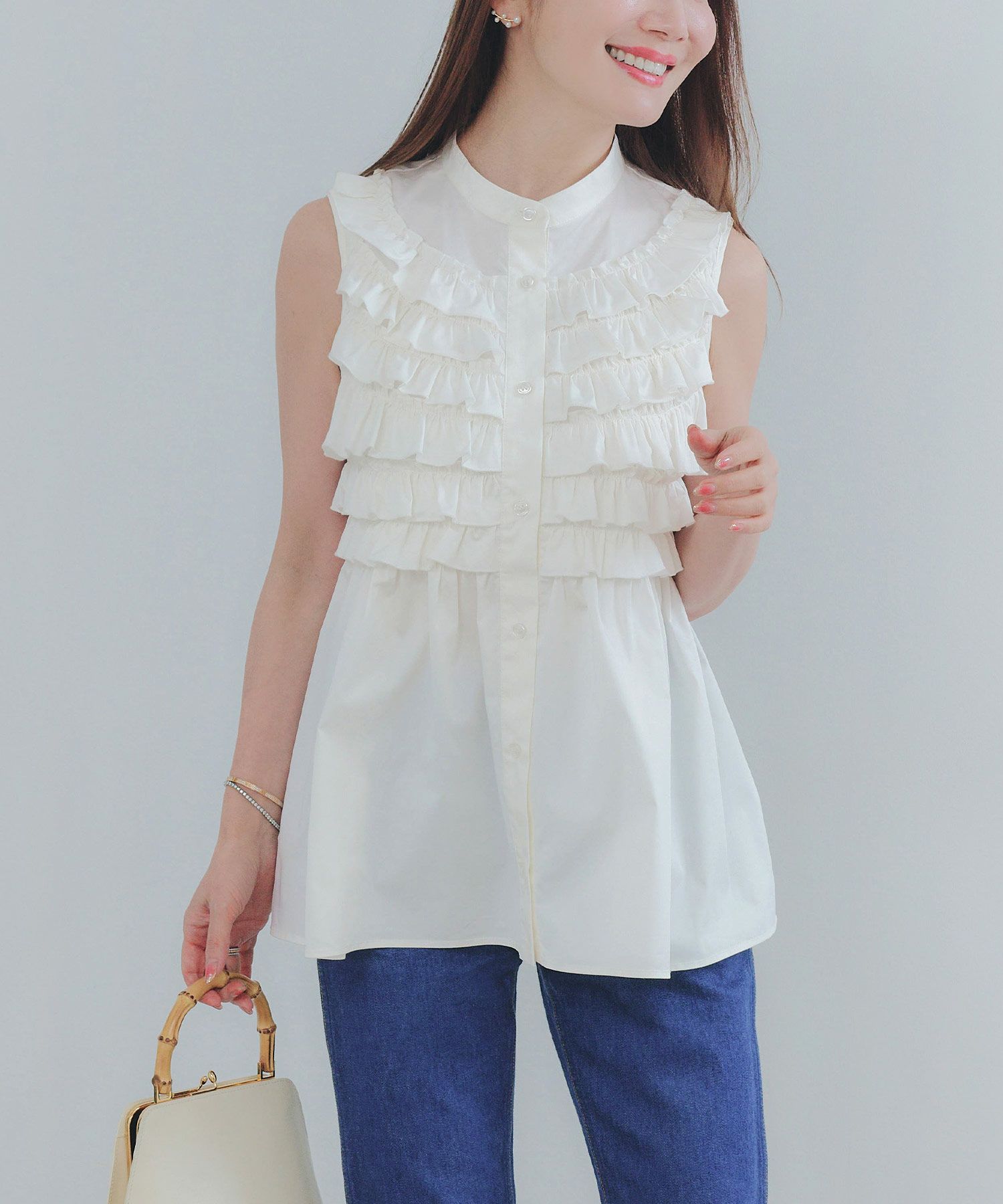 手洗い可ラウンドヘム上品きれいめエレガントフォーマルオフィスカジュアルフェミニン体型カバージョイントスペース