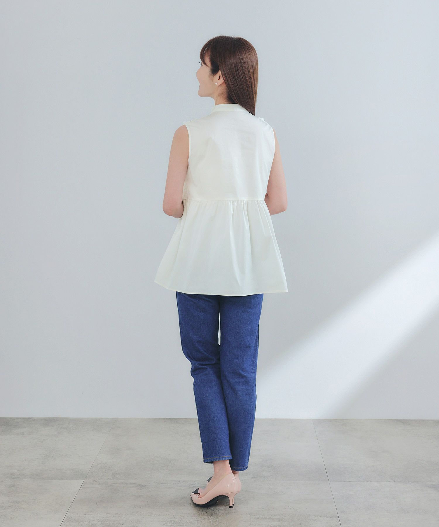 手洗い可ラウンドヘム上品きれいめエレガントフォーマルオフィスカジュアルフェミニン体型カバージョイントスペース