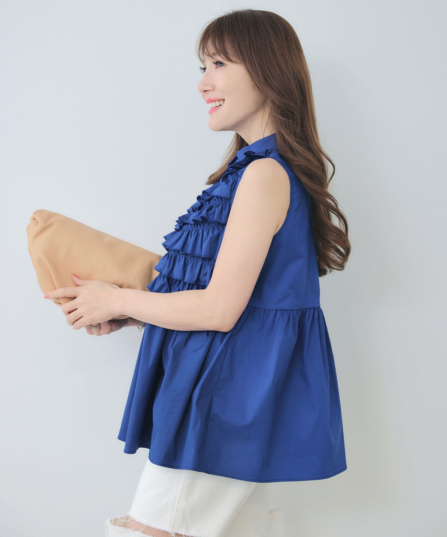 手洗い可ラウンドヘム上品きれいめエレガントフォーマルオフィスカジュアルフェミニン体型カバージョイントスペース