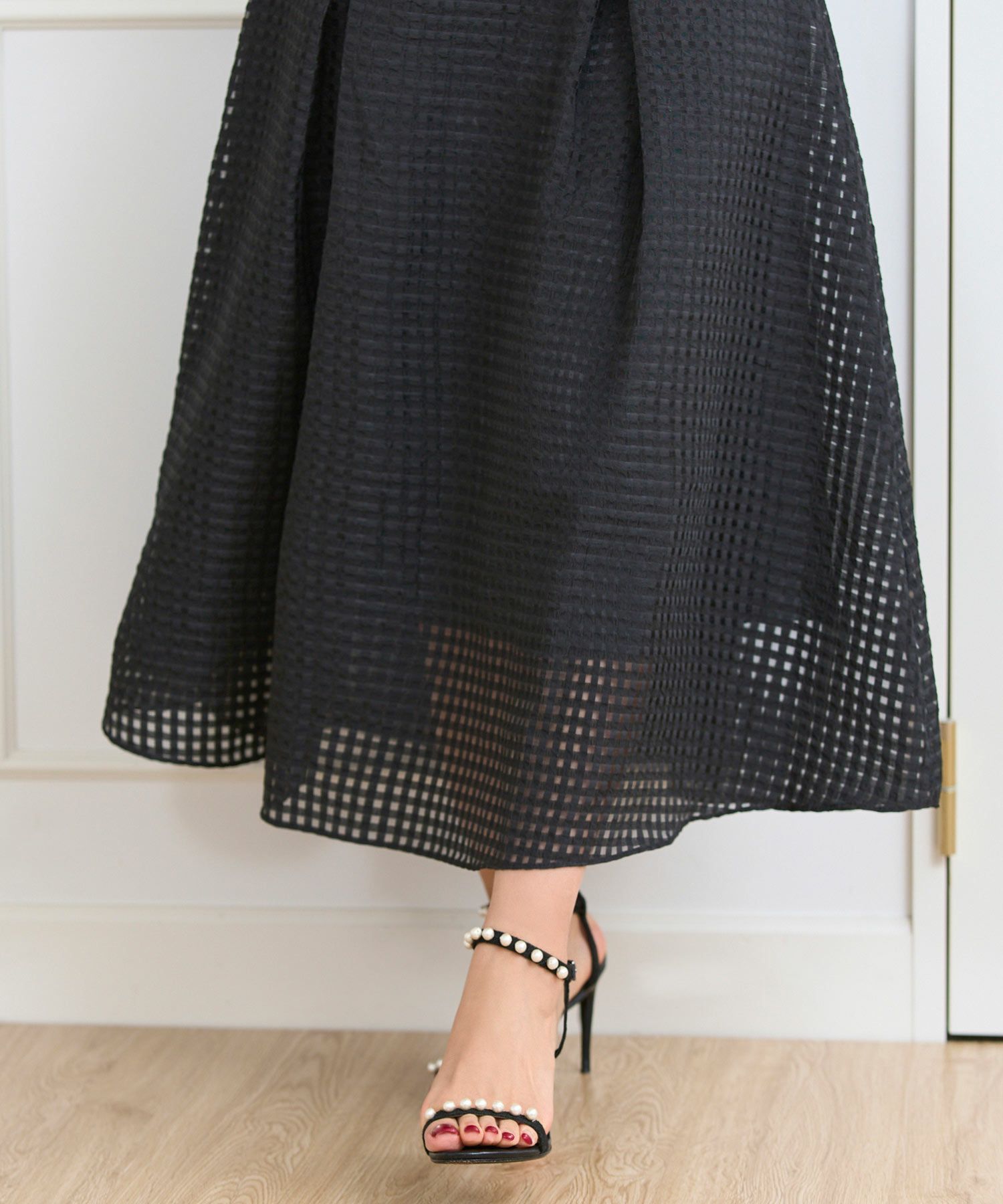 セレクトボトムススカート上品かわいいきれいめオフィス春夏秋白黒膝下フレアレディースジョイントスペース