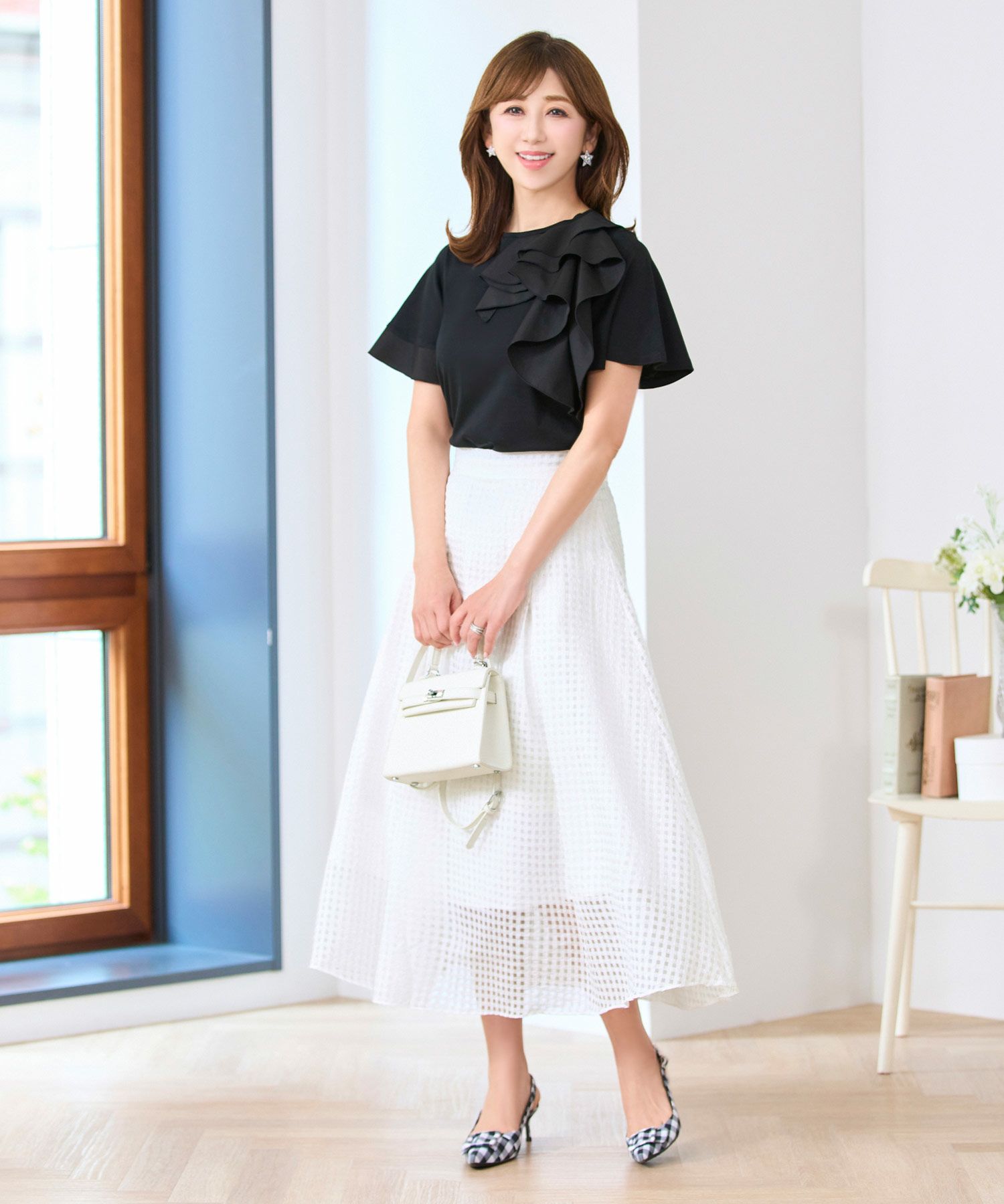 セレクトボトムススカート上品かわいいきれいめオフィス春夏秋白黒膝下フレアレディースジョイントスペース