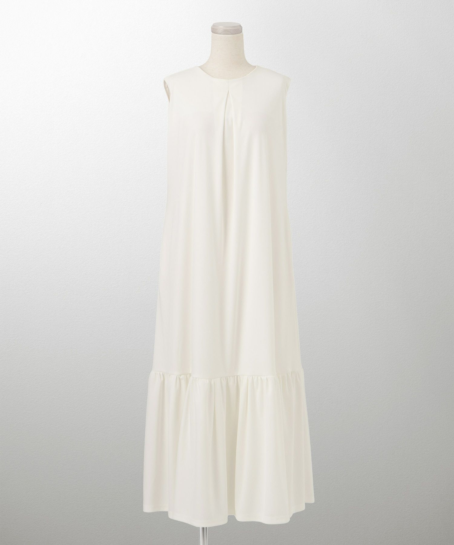 レディース マキシワンピース カップ付き インナー ノースリーブ ホワイト サックス ブラック S M