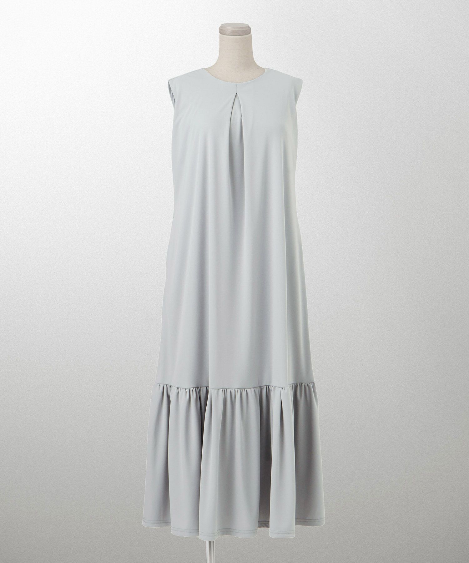 レディース マキシワンピース カップ付き インナー ノースリーブ ホワイト サックス ブラック S M