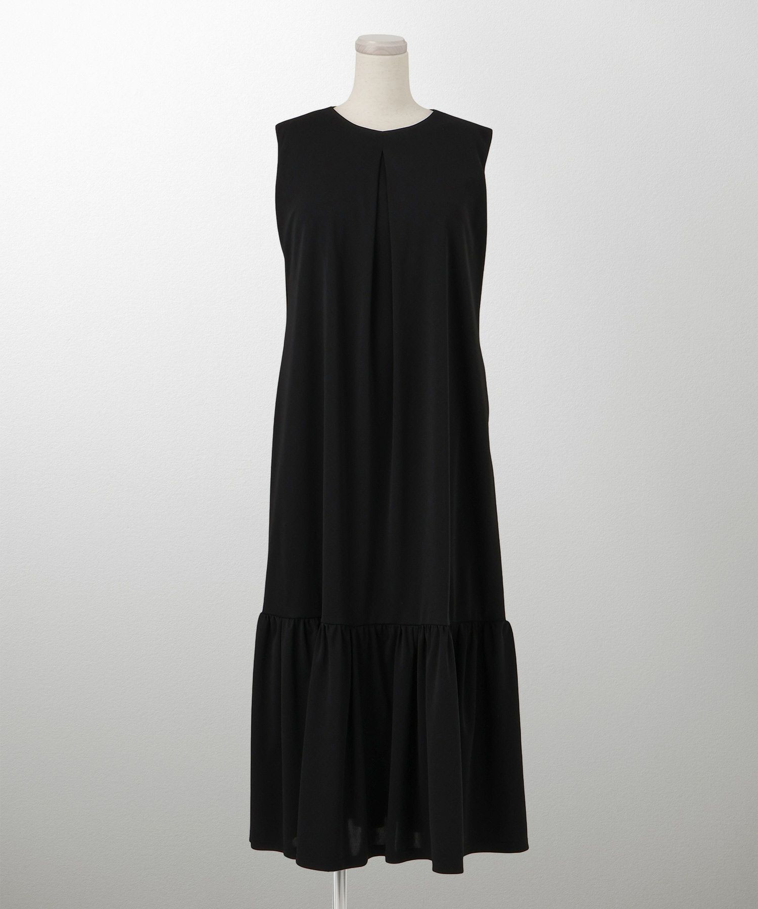 レディース マキシワンピース カップ付き インナー ノースリーブ ホワイト サックス ブラック S M