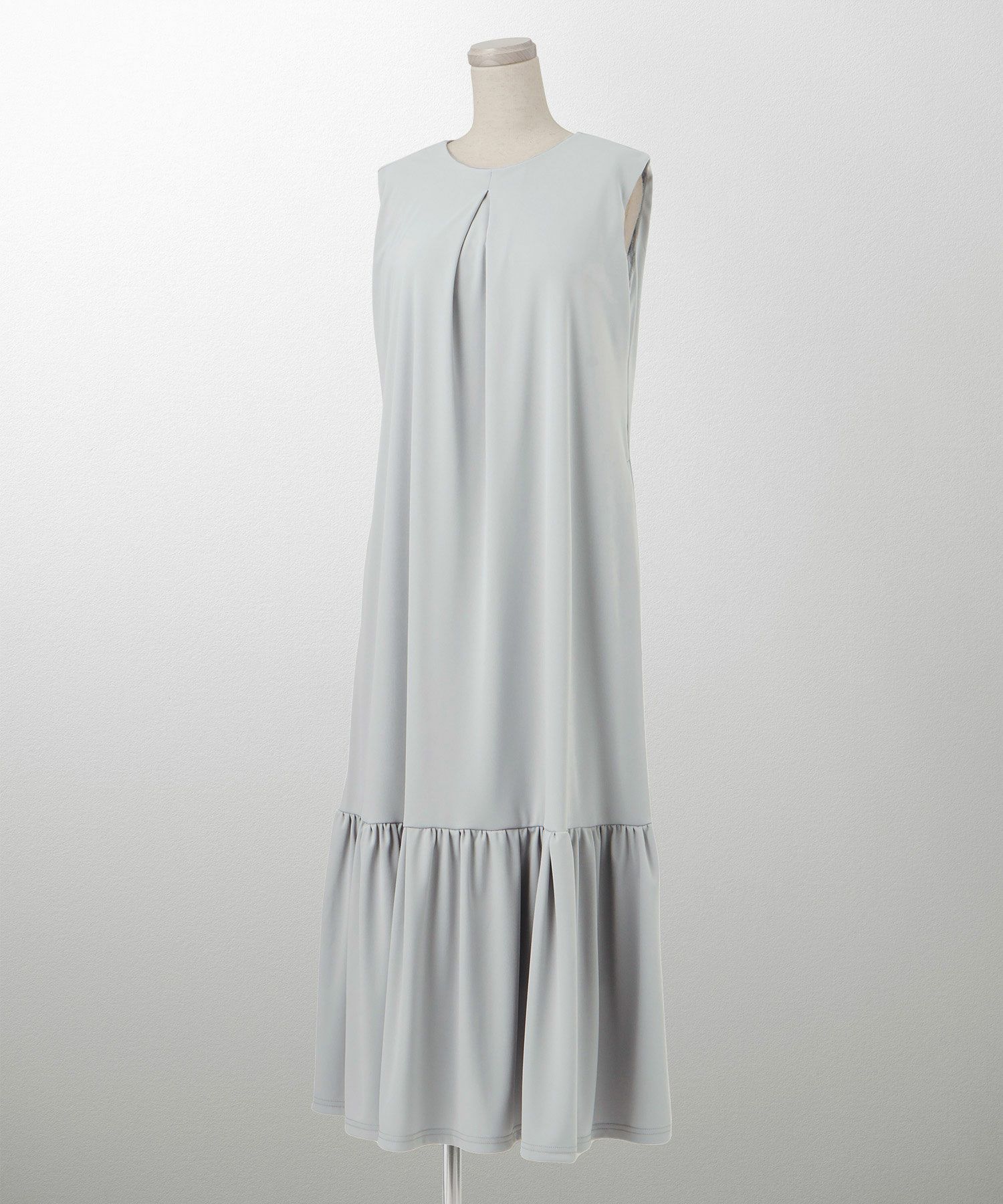 レディース マキシワンピース カップ付き インナー ノースリーブ ホワイト サックス ブラック S M