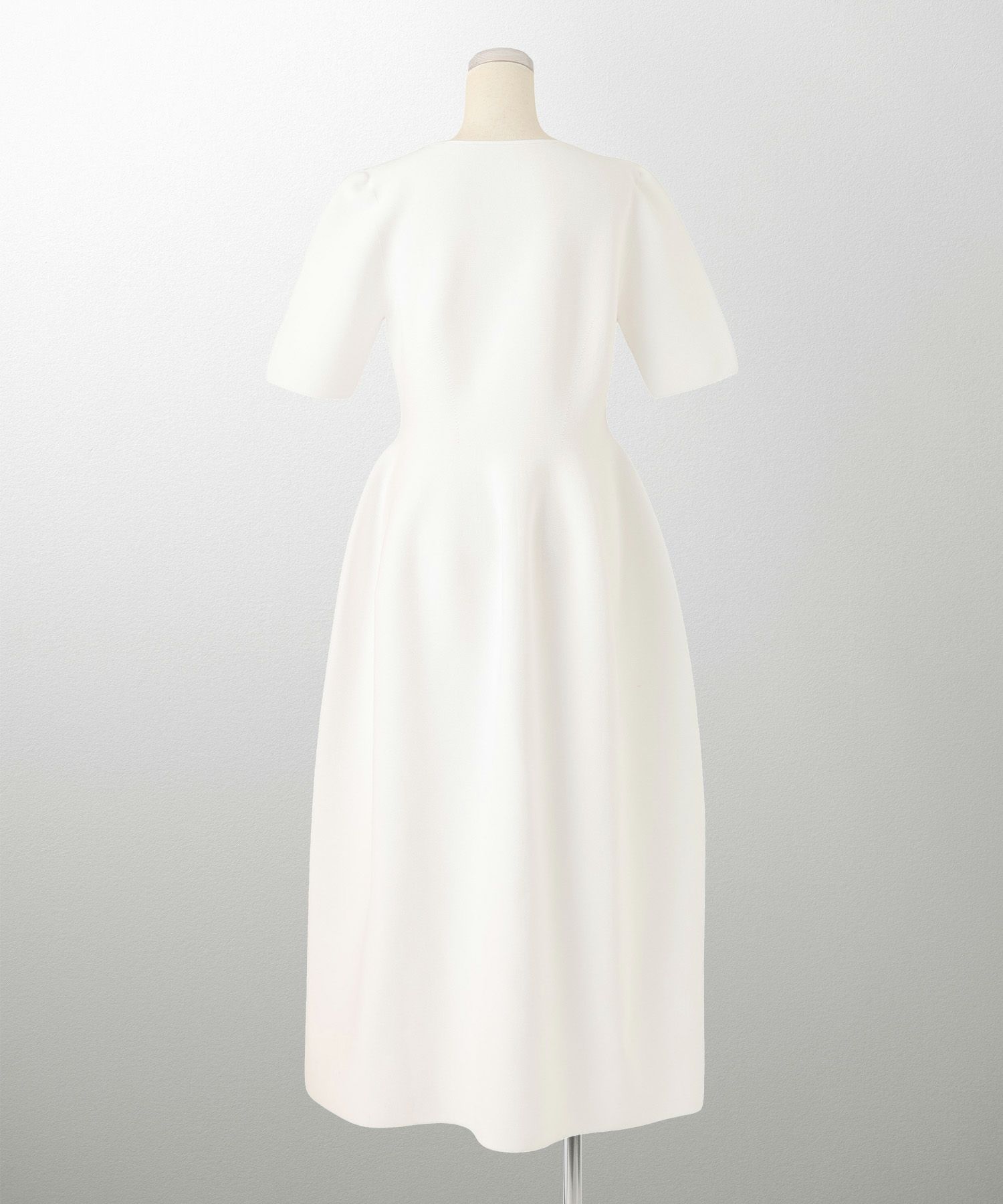 レディース ロングワンピース サマーニット スカラップ 半袖 きれいめ 上品 洗える ホワイト サックス ブラック S M