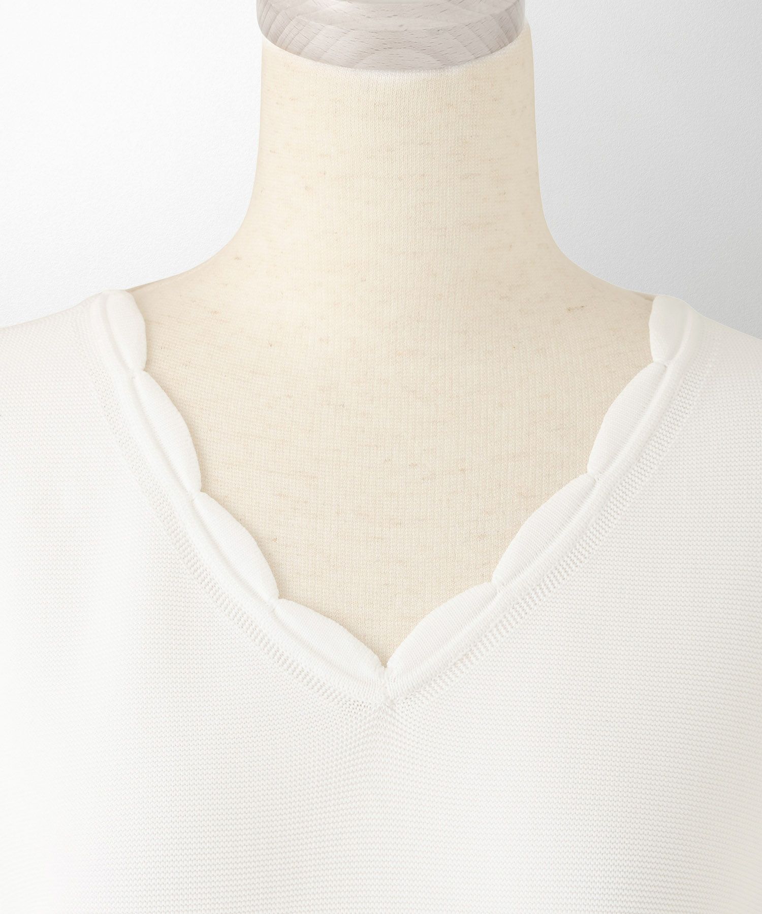 レディース ロングワンピース サマーニット スカラップ 半袖 きれいめ 上品 洗える ホワイト サックス ブラック S M