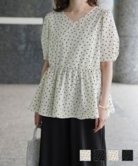 選べる ネックデザイン ブラウス HUIT ホワイト ブラック