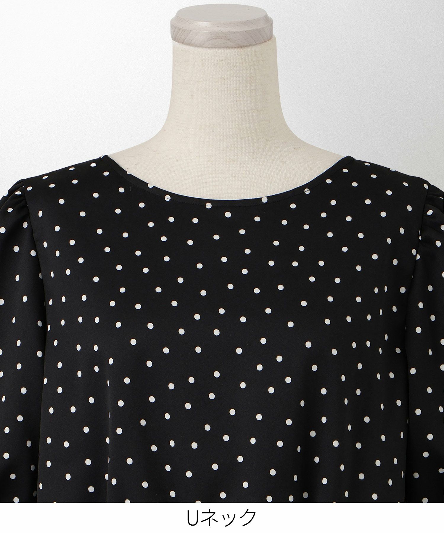 レディース ブラウス 2way ドット ペプラム きれいめ 洗える ホワイト ブラック